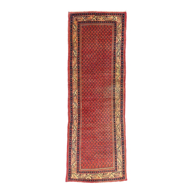 Vintage Red Persian Mahal Rug, 03'06 X 10'00 For Sale