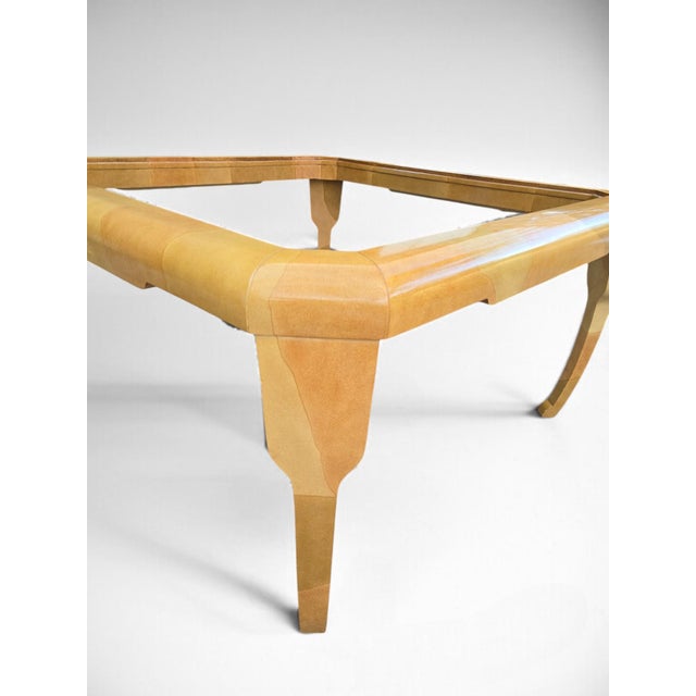 Mid-Century Modern 1980s Lacquered Faux Goatskin Dining Table by Alessandro for Baker For Sale - Image 3 of 11