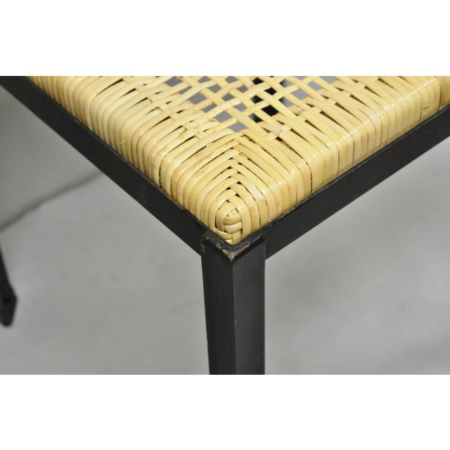 Mid Century Modern Danny Ho Fong Tropi-Cal Iron Cane Side Table Stool - Set of 4 For Sale - Image 11 of 18