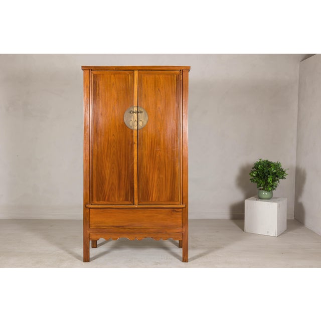 Early 20th Century Late Qing Dynasty Elm Armoire with Storage Drawers and Hidden Lower Compartment For Sale - Image 5 of 12