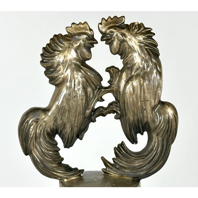 Rare & Original Art Deco Fighting Roosters Automobile Radiator Mascot Hood Ornament on Bakelite Trophy Base for your...