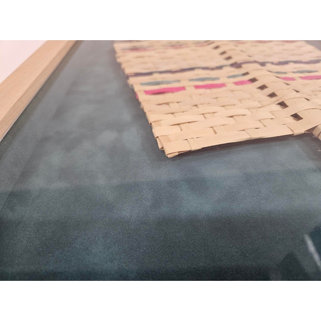 Tan Woven Rattan Basket Weave Hand Fan in Shadow Box For Sale - Image 8 of 10