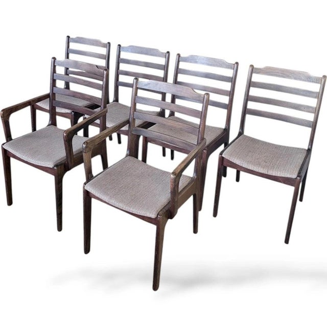 Brown Danish Rosewood Ladder-Back Dining Chairs, Set of 4 For Sale - Image 8 of 12