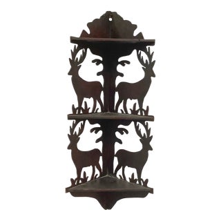 Vintage Deer Silhouette Corner Shelf For Sale