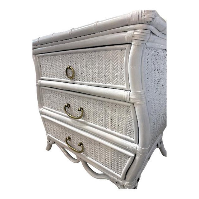 Vintage Bombay-Style Rattan 3-Drawer Chests – A Pair For Sale - Image 9 of 10