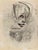 Charcoal drawing and watercolor realized by Mino Maccari in 1960. Hand siged in pencil lower right. with a portrait...