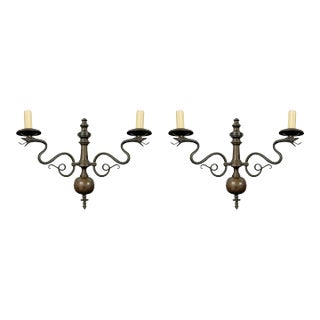 Pair of American Art Deco Bronze Snake Sconces For Sale