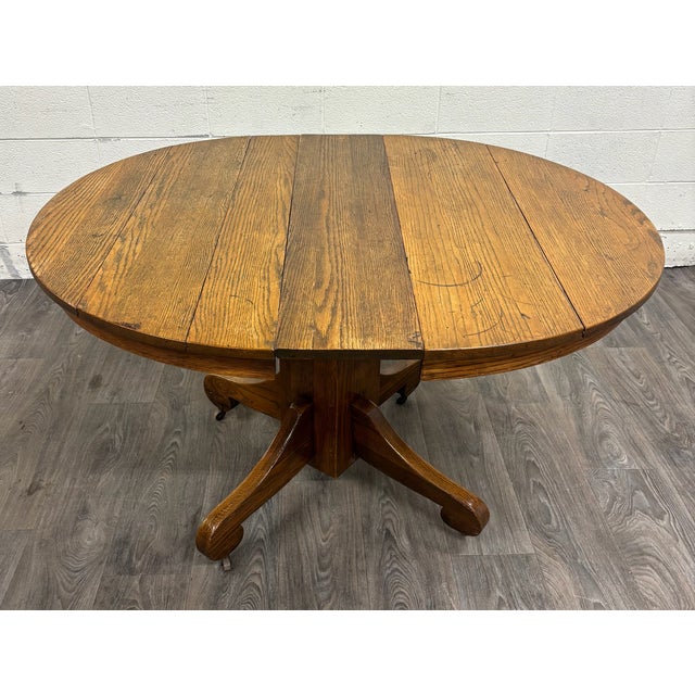 Antique American Empire Style Scroll Foot Pedestal Dining Table Breakfast Table For Sale - Image 4 of 14