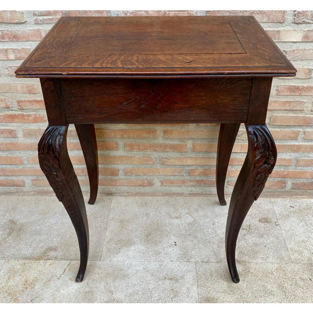 French Carved Walnut Side Table, 1940s For Sale - Image 14 of 18