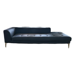 Ink Blue Polished Wool Single Arm Sofa by Roche Bobois, Two Available For Sale