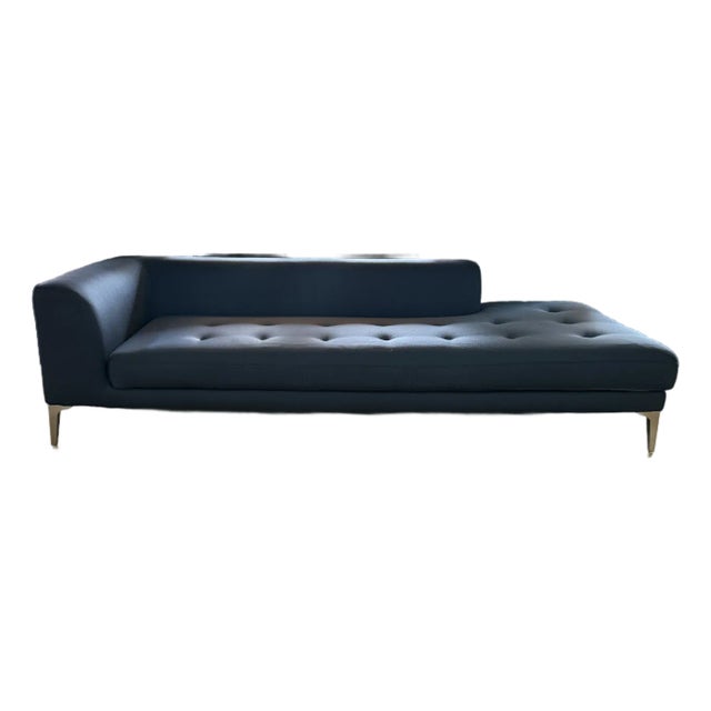 Roche Bobois Pair of Ink Blue Polished Wool Single Arm Sofas by Roche Bobois For Sale - Image 4 of 11