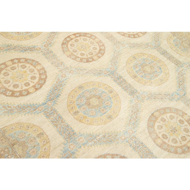 Modern Khotan Beige Wool Rug With Allover Geometric Design For Sale - Image 10 of 10