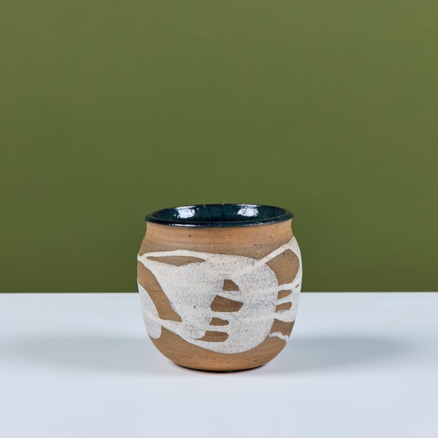 Stoneware Table Planter with White Glaze For Sale - Image 4 of 13