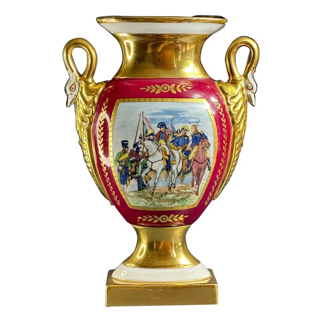 Antique Porcelain Napoleon Vase, Limoges, France For Sale