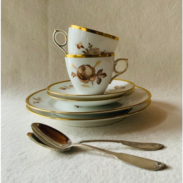 1960s Royal Copenhagen Brown Rose Breakfast Set For Sale - Image 10 of 18