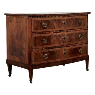 Antique Italian Neo Classic Bow Front Chest or Commode For Sale