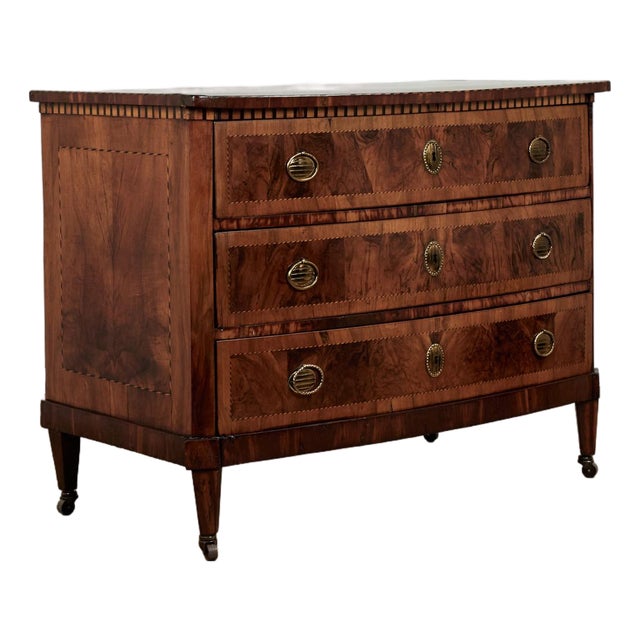 Antique Italian Neo Classic Bow Front Chest or Commode For Sale