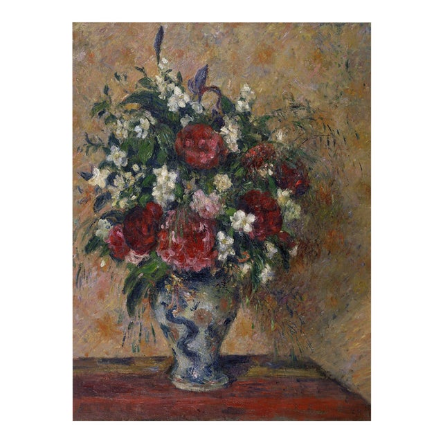 Vintage French Impressionist Art Print – Red Peonies by Pissarro, 24" X 32" For Sale