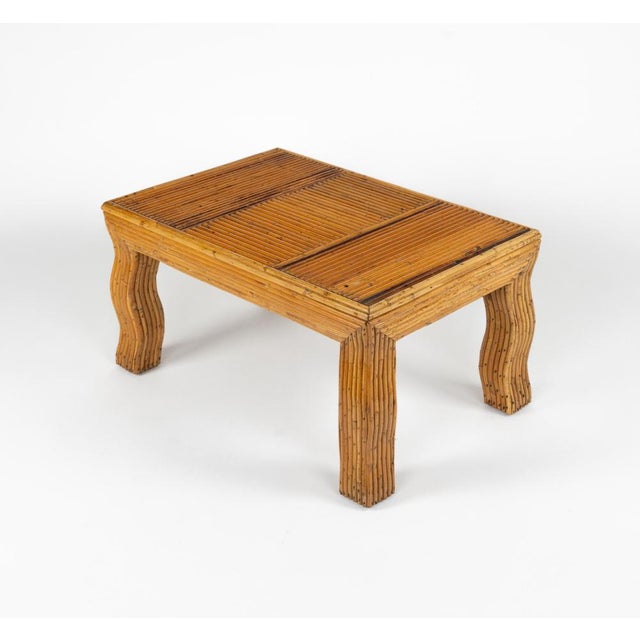 Mid-Century Coffee Table with Wavy Legs in Rattan attributed to Vivai del Sud, Italy, 1970s For Sale - Image 11 of 18