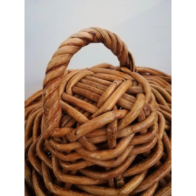 Rustic Large Italian Hand-Woven Willow Basket with Lid, 1950s For Sale - Image 3 of 18