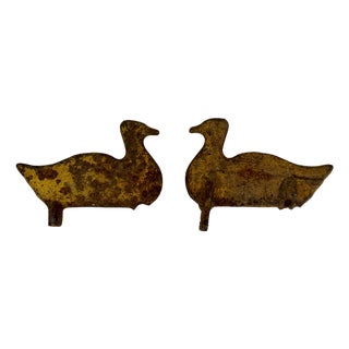 Pair of Salvaged Duck Carnival / Fairground Shooting Target With Great Patina For Sale