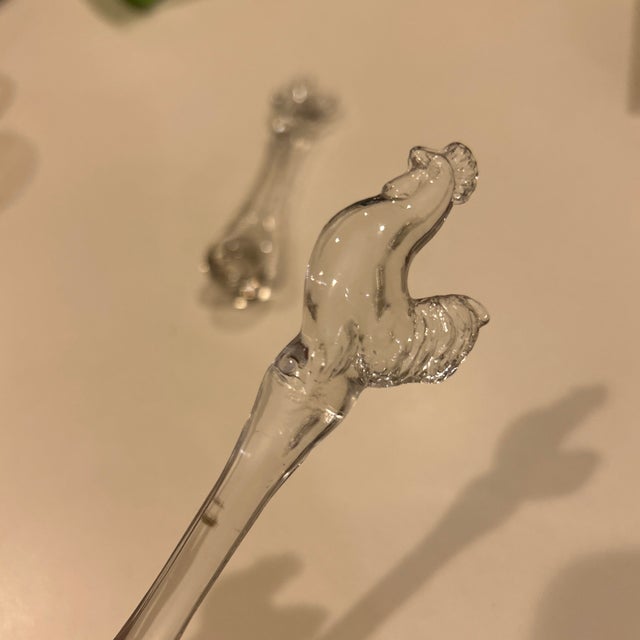 Art Deco Vintage Cambridge Glass Co. Rooster Cocktail Muddlers - A Pair For Sale - Image 3 of 7