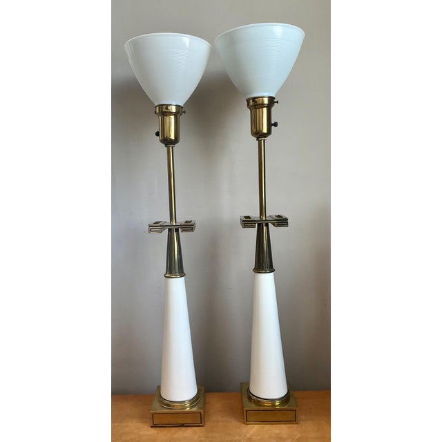 Vintage Tommi Parzinger for Stiffel Greek Key Brass Lamps - A Pair For Sale - Image 15 of 16