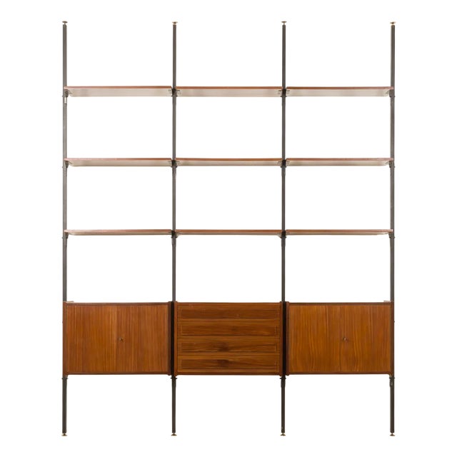 Mid-Century Modern Italian Floor-to-Celling Bookcase in the style of Franco Albini, Italy, 1960s For Sale