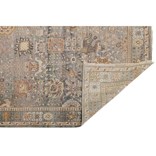 Modern Modern Tabriz Style Wool Rug – Hand-Knotted Transition in Gray, Ochre & Taupe For Sale - Image 3 of 11