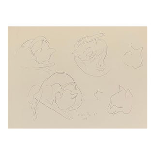 1967 Neil Meitzler Minnie Mae Cat Drawing For Sale