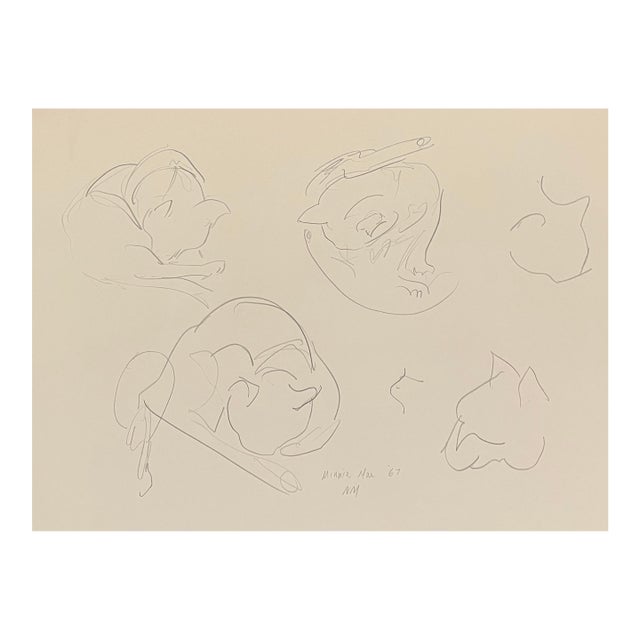 1967 Neil Meitzler Minnie Mae Cat Drawing For Sale