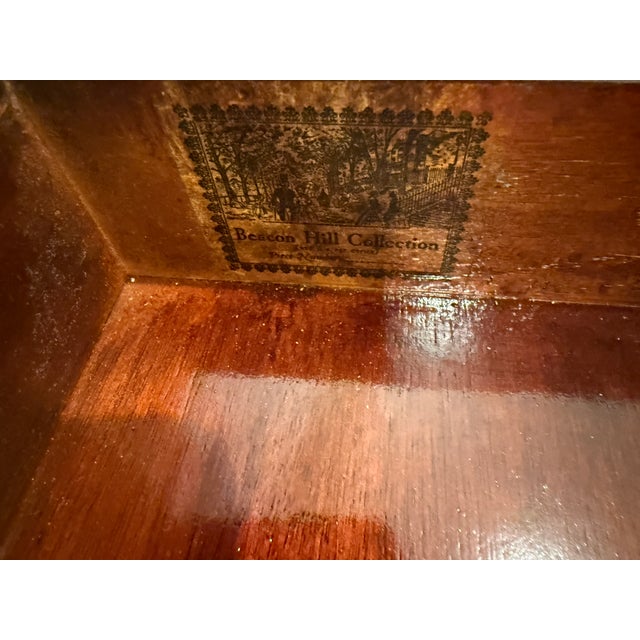 Mahogany End Table With Marble Top and Brass Gallery Rail For Sale - Image 14 of 15