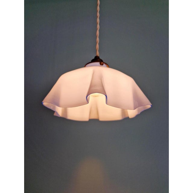 Art Deco Pendant Light in Pleated Mauve Opaline Glass, 1920s For Sale - Image 6 of 13