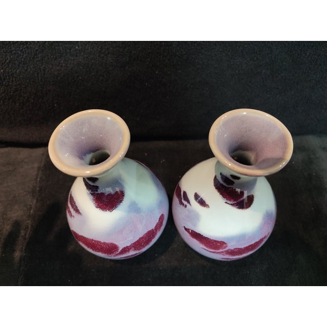 Early 20th Century 1920s A Pari of Chinese Ceramic Vase,Jun Ware Transmutation Glaze Porcelain Yuhuchun Vase For Sale - Image 5 of 11