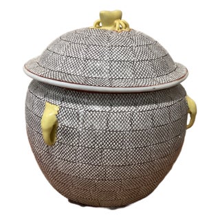 Late 20th Century Asian Style Contemporary Tozai Ceramic Stoneware Covered Ginger Jar For Sale