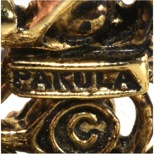 Abstract Vintage Pakula Christmas Tree Green Teal Iridescent Rhinestones Brooch For Sale - Image 3 of 4