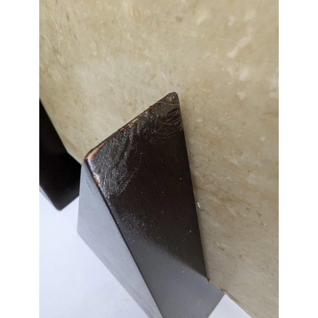 1980s Modernist Marble Sculpture on Stand Geometric For Sale - Image 10 of 11