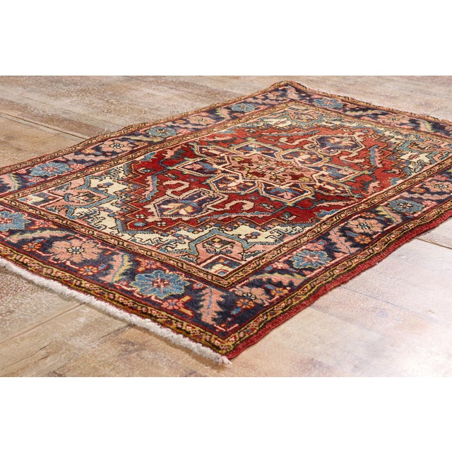 Red Vintage Persian Heriz Rug, 02'09 X 04'05 For Sale - Image 8 of 10