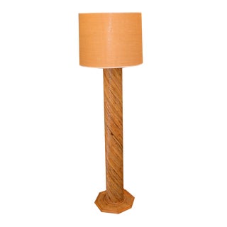 Pencil Reed Bamboo Brass Mid-Century Modern Floor Lamp For Sale