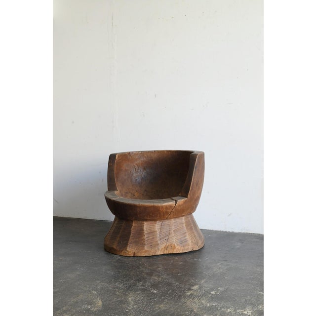 Old Japanese Wooden Mortar Chair / Early 20th Century/ Primitive Wabi-Sabi Seat For Sale - Image 18 of 18