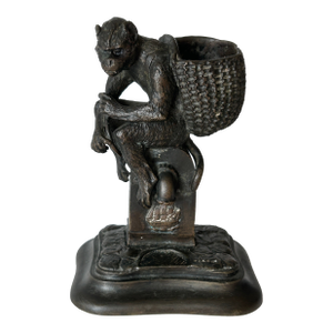 Antique 19thC French Bronze Monkey Match Holder Signed Fratin