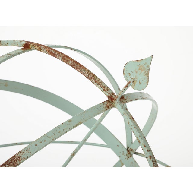 Celadon Painted English Mid-20th Century Iron Armillary For Sale - Image 11 of 15