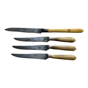Exquisite Quartet of Mid-19th Century French Bone Handled Knives - Parisian Brocante Find