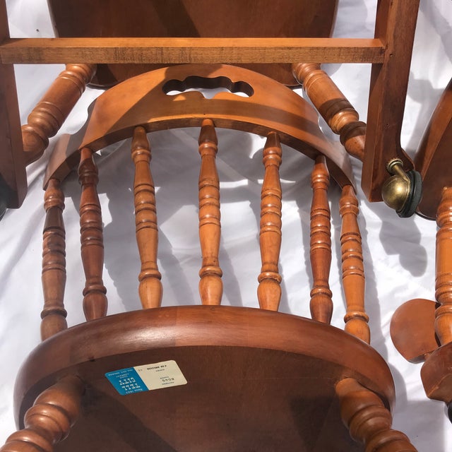 MCM Vintage Tell City Tavern Chairs Rolling Wood Dining Chairs For Sale - Image 17 of 17