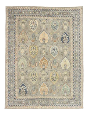 Soft Earth-Tone Turkish Oushak Rug, 09'04 X 12'02