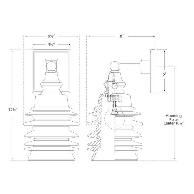 Transitional Chapman & Myers for Visual Comfort Signature Covington Sconce in Bronze with Clear Ribbed Wide Glass For Sale - Image 3 of 3