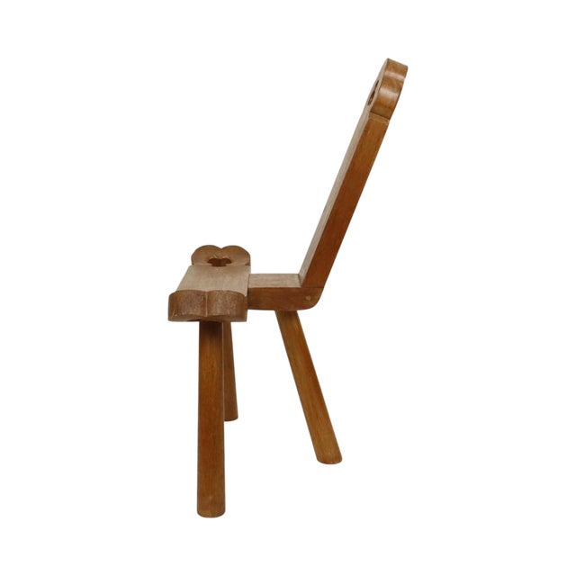 Mid-Century Modern Spanish Brutalist Tripod Chair in Oak For Sale - Image 4 of 14