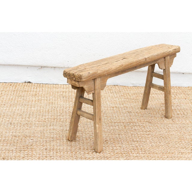 Asian Antique Oriental Countryside Wooden Bench For Sale - Image 3 of 7