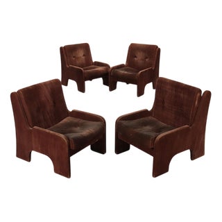 Vintage Armchairs in Fabric, Italy, 1970s, Set of 4 For Sale