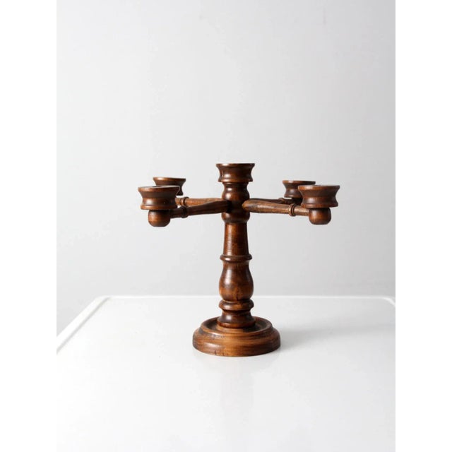 Mid 20th Century Vintage Wooden Candelabra For Sale - Image 5 of 9